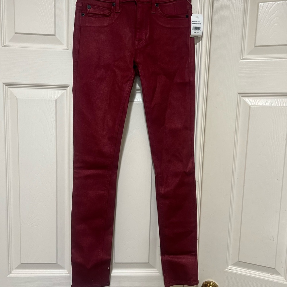 New Hudson Nico Midrise Skinny metallic maroon red Jeans‎ women size 25